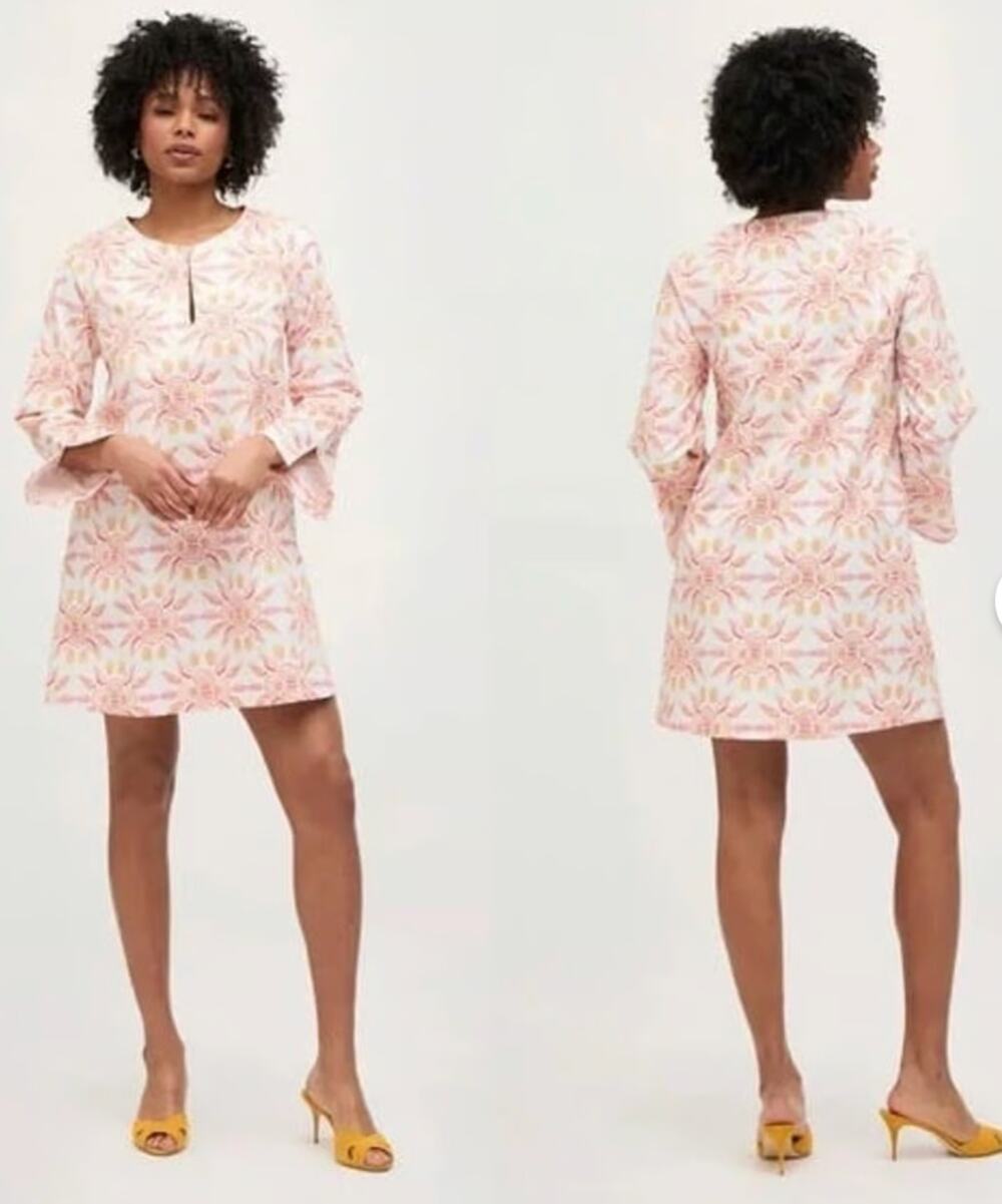 Hill House Dress XS Artemis Mini Orange Shell Mosaic Beach Boho Summer Preppy